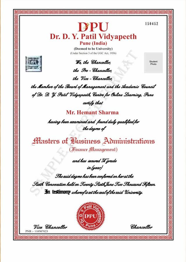 SCDL sample certificate